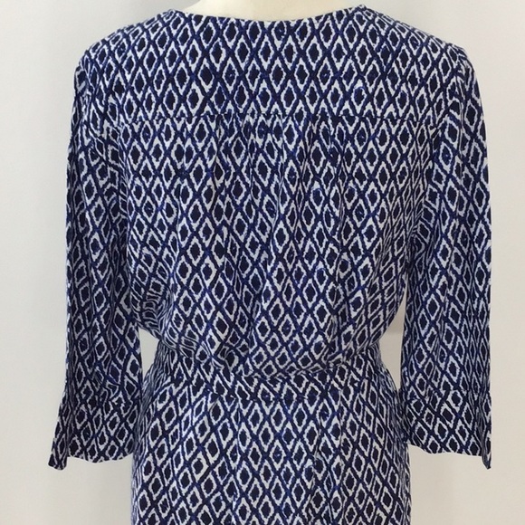 Beach Lunch Lounge Boho Blue White Geometric Dress Size Medium - Picture 6 of 6